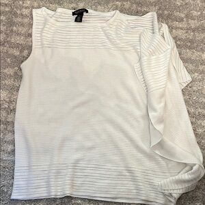 New York & Company White Textured Blouse